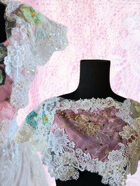 Handmade Lace Capelet Romantic Cottagecore Shawl Collar Victorian Style Wedding